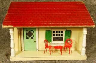 SCHOENHUT Antique Early Wooden Doll House with Furniture  