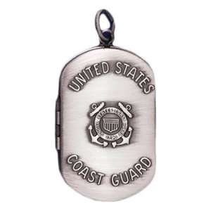   Silver US Coast Guard 2 Photo Dog Tag Military Locket Jewelry