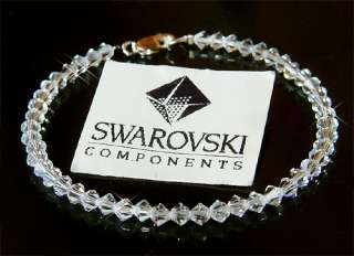 This bracelet is made of 4mm Swarovski bicone Clear crystals; Sterling 