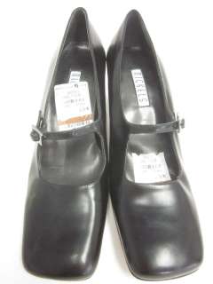 NICKELS Black Leather Square Toe Mary Jane Pumps Sz 7.5  