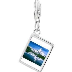   Plated Travel Matterhorn Photo Rectangle Frame Charm Pugster Jewelry