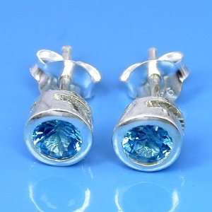   Silver Synthetic Blue Zircon Gemstone Earring Arts, Crafts & Sewing