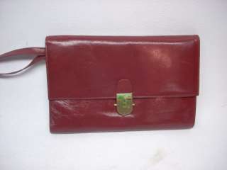 vintage Red Leather Lewis Handbag Clutch Purse Imported  