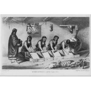  Woman grinding corn. Pueblo Zuni c1853