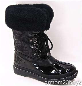 New NIB Coach Fur Leonora Signature Black Winter Rain or Snow Boots 