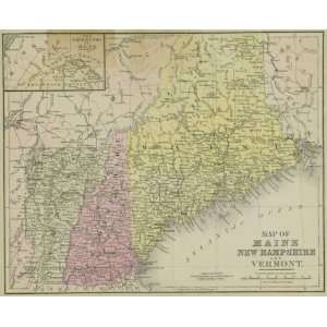   1879 Antique Map of Maine, Vermont, New Hampshire