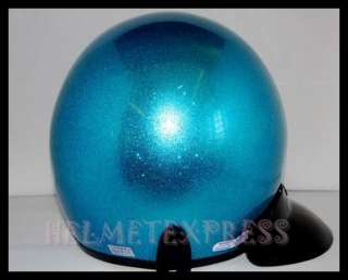 BLUE Glitter Motorcycle Helmet (ABS Material) Rear goggle strap and 