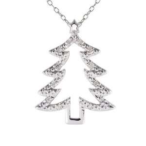  Diamonds in Silver Christmas Tree Pendant (.10 ct. tw.) Jewelry