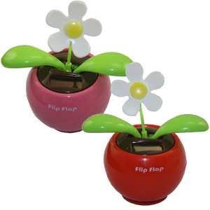  Powered Red and Pink Cute Flip Flap Swing Solar Flower 