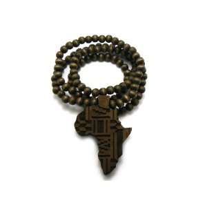  Brown Wooden Map of Africa Pendant and 36 Inch Necklace 