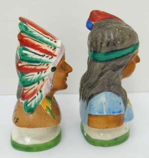 Indian Chief & Woman Salt & Pepper Occupied Japan  