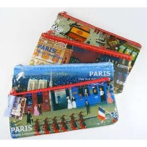  Paris Design Cosmetics or Pen or Pencil Pouch, 4 Designs 