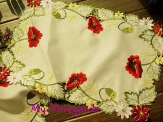 Lovely Country Poppy Embroidered Doily Place Mat 28x43cm L122316 