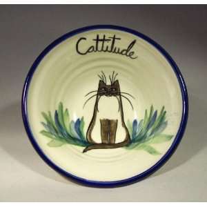  Cattitude Cat Bowl or Plate by Moonfire Pottery Kitchen 