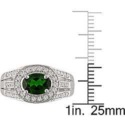 Sterling Silver Chrome Diopside and White Topaz Ring  