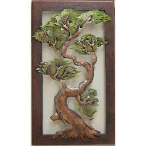   : Tall Twisting Bonsai Cypress Tree Metal Wall Frame: Home & Kitchen