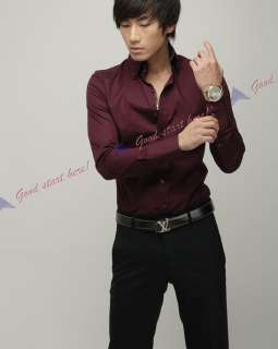Colour Fashion Korean Version Mens Slim Striped Casual Long sleeve 