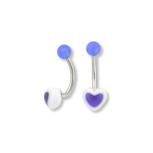   16 J BAR ACRYLIC HEART NAVEL BELLY BUTTON RING Mix My Colors Jewelry