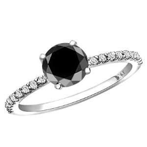  1.34 ctw 14k WG AAA Solitaire Black Diamond with White 