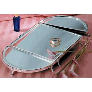    Silver plated 3 section Mirrored Vanity Tray