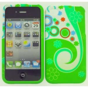  CELL PHONE CASE COVER FOR APPLE IPHONE 4 FLOWERS CIRCLES 