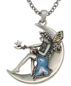 Fairy on a Moon Pewter Necklace  