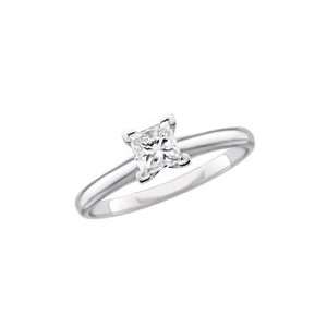 Certified, 1/3 ct. Colorless Princess Cut Diamond Solitaire Ring (Size 