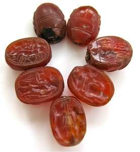 Super Group of Seven Antique/Ancient Phoenician Carnelian Scarab Seal 