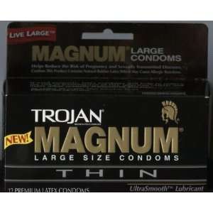  Trojan Magnum Thin Condoms 12 Pack: Health & Personal Care