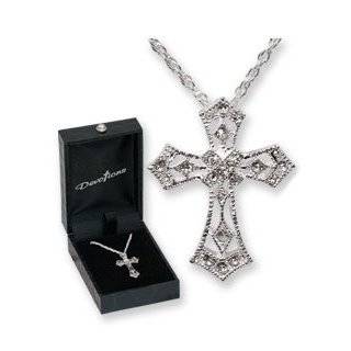   Silver Crystal Cross Pendant With Austrian Crystals and Necklace