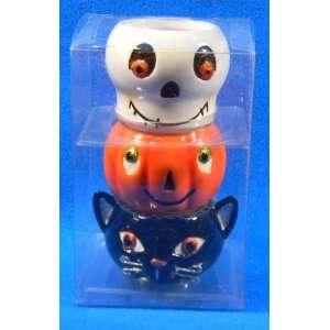 Hallmark Halloween Votives Set of 3 Skull Black Cat Jack OLantern