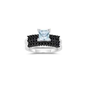  0.86 Cts Black Diamond & 0.70 Cts Aquamarine Matching Ring 