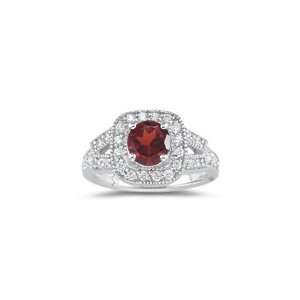  0.54 Cts Diamond & 1.25 Cts Garnet Ring in 18K White Gold 