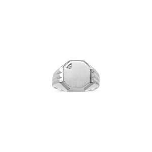 0.005 Ct Octagon Mens Signet White Ring 9.5: Jewelry