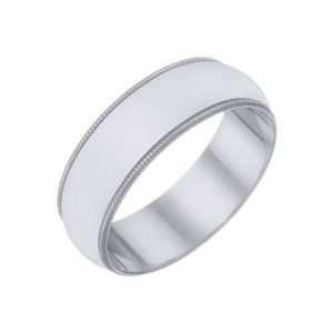   Milgrain Comfort Fit Wedding Band in 14k White Gold (6 mm) Jewelry