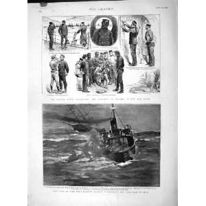  1892 Ship Barque Thracian Isle Man Navy Sailors Coaling 