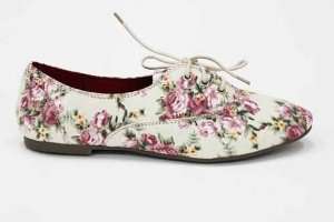  Womens Flat Lace Up Floral Vintage Brogues Shoes Shoes