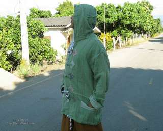 Thick Hand Woven Cotton Patch Jacket Paris Green sz XXL  