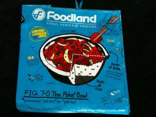 Foodland Reusable Shopping Bag Poke Rice Fish Tako Shoyu Ahi Inamona 