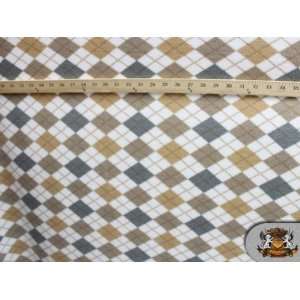  Fleece Printed Checkered with Lines Brown Fabric / By the Yard 