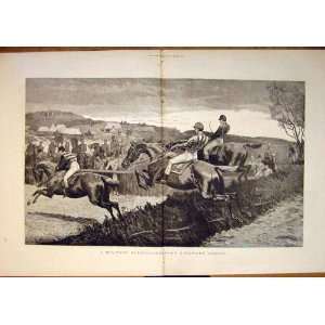   Military Steeplechase Horses Steeple Chase 1882 Art Nr