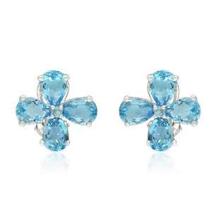  Sterling Silver Pear Shaped Blue Topaz Earrings: Jewelry
