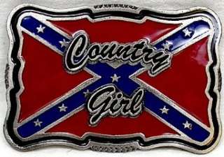  COUNTRY GIRL RED BELT BUCKLE,WITH REBEL FLAG: Clothing