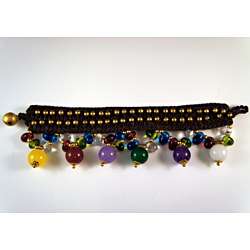 Handmade Multicolored Stones and Brass Beads Necklace and Bracelet Set 