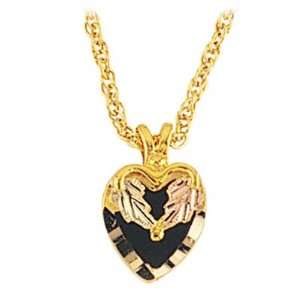  Black Hills Gold Necklace   Black Onyx   Heart: Jewelry