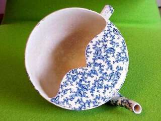Early Antique Staffordshire Blue Seaweed Coral Transferware Invalid 