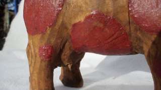 HAND CARVED WOODEN DAIRY COW  