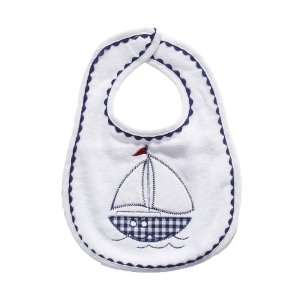  Dressed to Drool White and Navy Sailboat Bib Baby