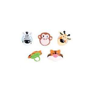 12 Plastic Zoo Animal Rings   Great Cupcake Toppers or 