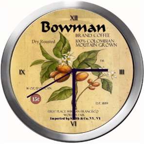 BOWMAN 14 Inch Coffee Metal Clock Quartz Movement  Kitchen 